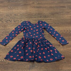 Pixie Lane Girl’s Navy and Red Lip Print Dress Size 5